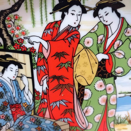 Studio - Hibino collectible porcelain plate set with geisha theme