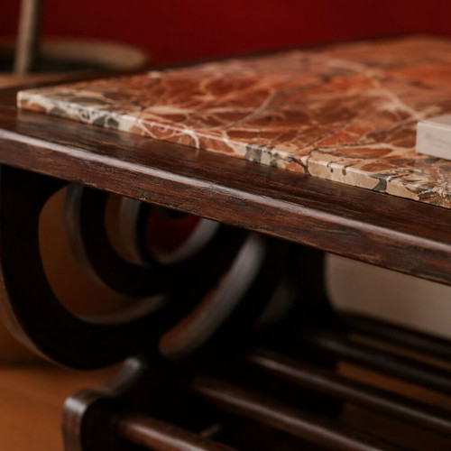 Handmade table from solid wood and onyx like new