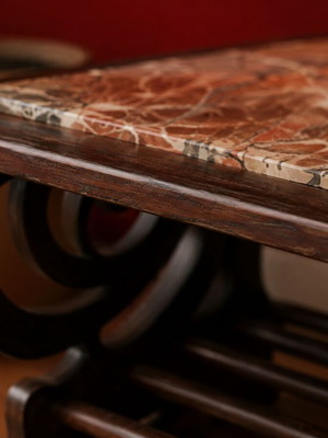 Handmade table from solid wood and onyx like new