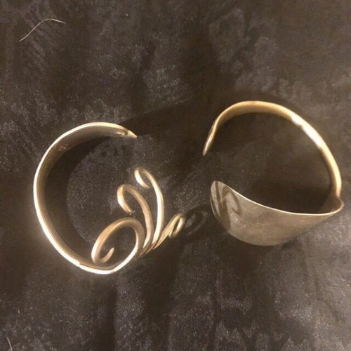 Bracelets from spoon-fork used, pack of 2, decorative vintage silver color