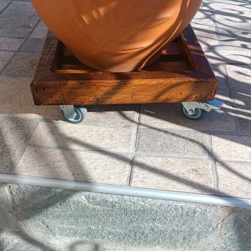 Wooden Chestnut Plant Pot Base 32x32cm with Optional Wheels