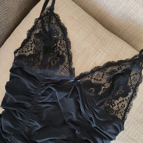 Nylon lingerie with black lace size S-M, new