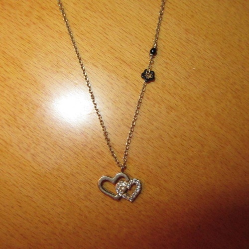 Silver necklace hearts 925 with zirconia new