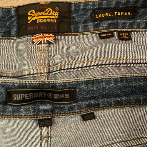 Superdry denim pants 2 pcs used, size XL, blue