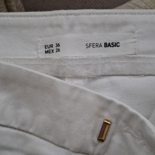 Sfera Basic white women's pants with gold details, size 36