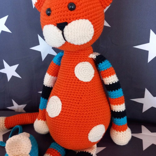 Knitted cat doll 45cm new, handmade and cuddly
