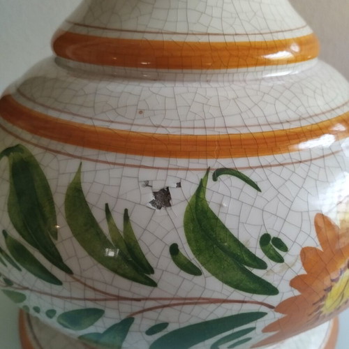 Vintage ceramic table lamp used, handmade Mediterranean style