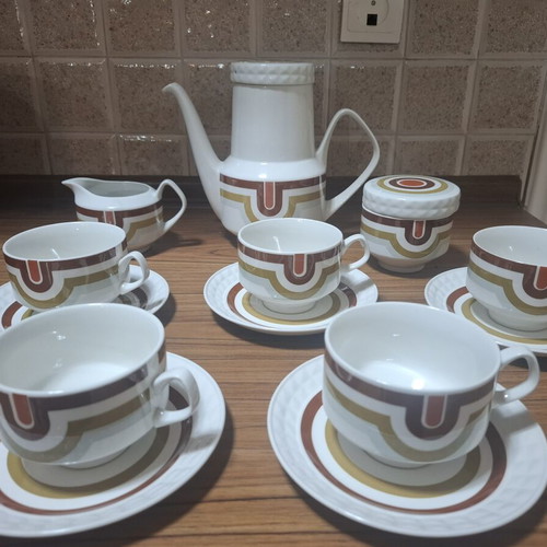 Pontesa Vintage Coffee and Tea Set for 5, 1970s Retro