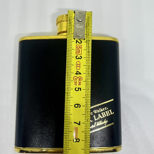 Johnnie Walker Black Label vintage hip flask, like new, gold plated