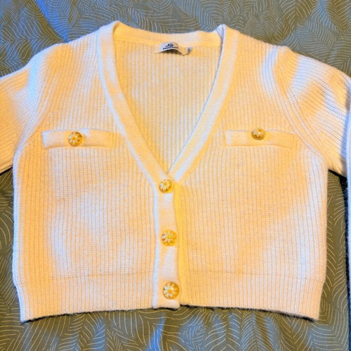 Knitted crop cardigan Mochy like new, white, A.L.E.