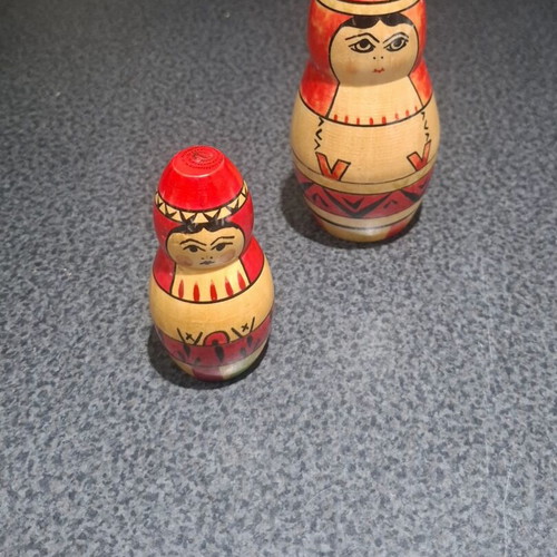 Vintage Russian Matryoshka Dolls set of 2 used, handmade wood