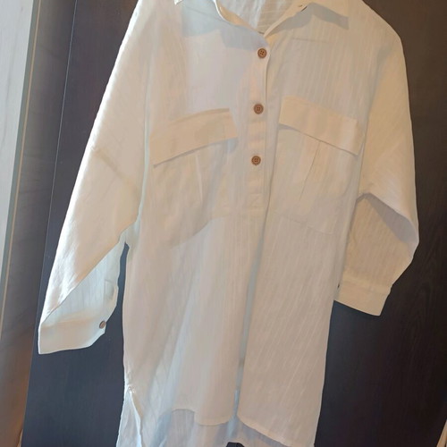 Zara white oversized shirt blouse S like new, linen blend