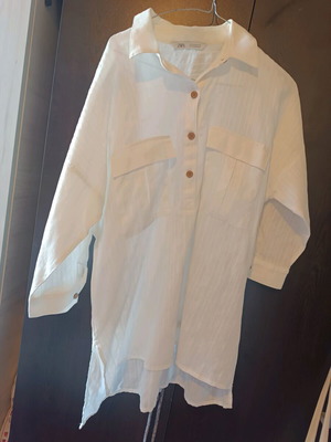 Zara white oversized shirt blouse S like new, linen blend