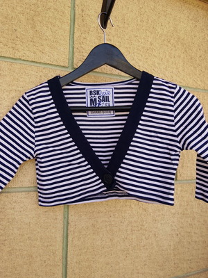 Bershka bolero M like new, white and blue
