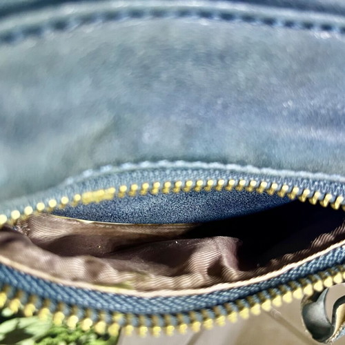 Mini backpack dark green petrol used, washed leather