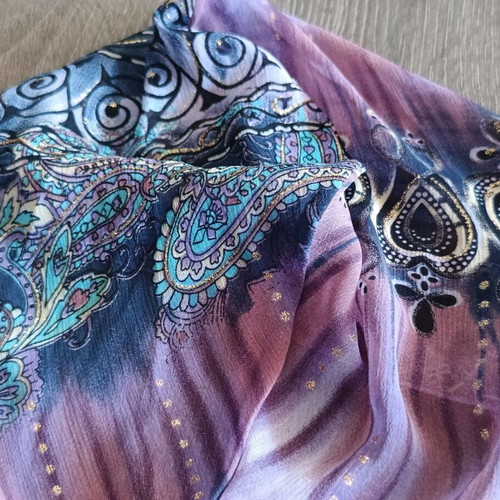 Silk Top with Hood boho paisley M/L like new