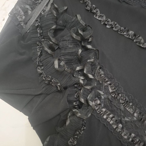 Mary Lides Gothic Lolita black skirt with lace and ribbons, L