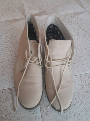 Beige ankle boots used, size 41, synthetic leather