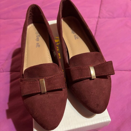 Suede flat shoes like new, burgundy, size 36