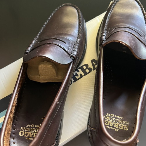 Sebago leather men's moccasin shoes, brown, size 44.5