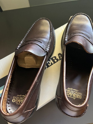 Sebago leather men's moccasin shoes, brown, size 44.5