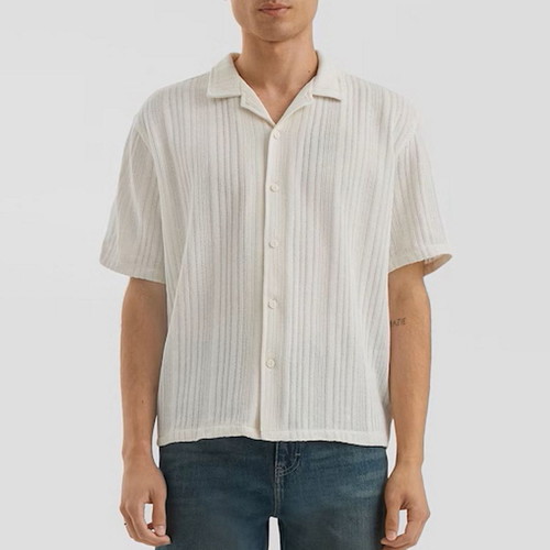 ZARA knitted mesh men's shirt short sleeve new, size S, beige