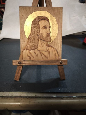 Portrait miniature of Christ like new, carved in linden wood