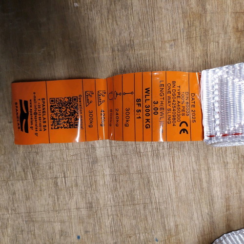 Lifting Straps like new, pack of 10, 3 meters, 300kg single, 600kg double
