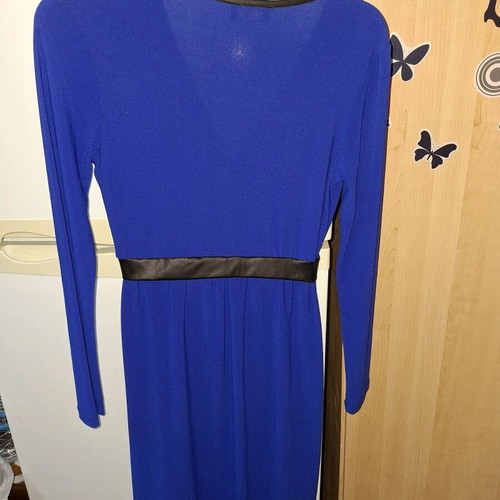 Midi dress like new with leather details, blue