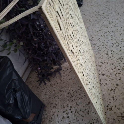 Vintage metal radiator cover with embossed design