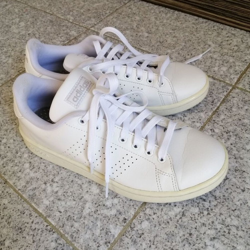 Adidas Advantage used genuine leather size 39 1/3 white sneakers