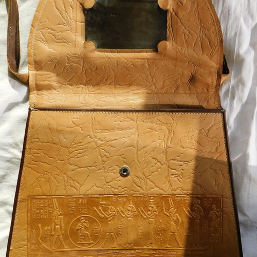 Ethnic Egypt shoulder bag made of genuine leather used