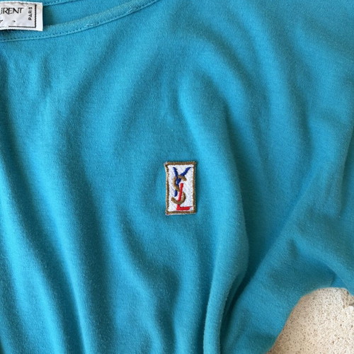 Yves Saint Laurent YSL vintage cotton top like new, teal turquoise