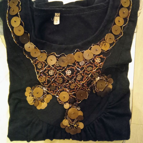 Indian black long-sleeve top like new with embroidery