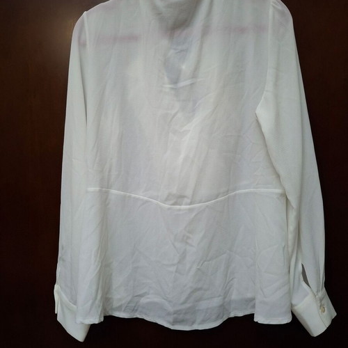 Milla white blouse with V ruffle detail, size M