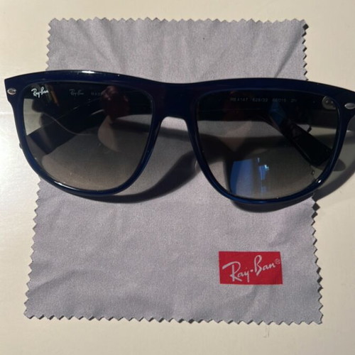 Ray-Ban 4147 sunglasses, blue semi-transparent frame, tinted lenses