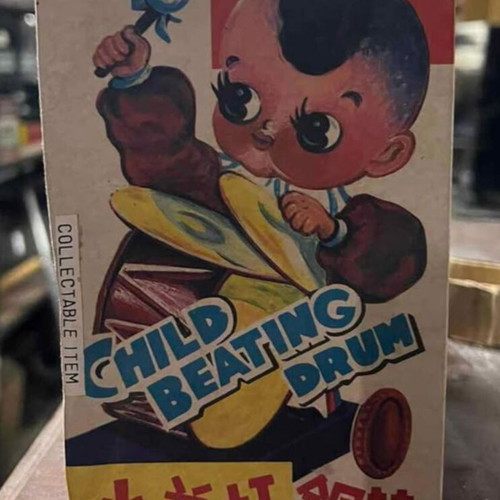 Vintage child beating drum from the 1960s new