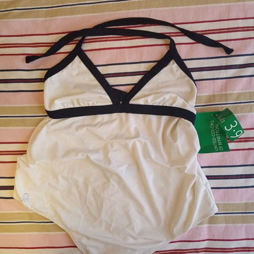 Benetton maternity swimsuit new with tags, white and black, size M