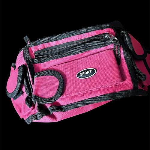 Waist bag new, red with multiple compartments and zipper