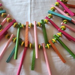 Colorful wooden statement necklace like new, boho style