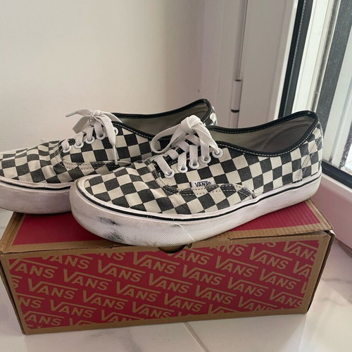Vans Authentic Lite sneakers used, checkerboard pattern, size 40