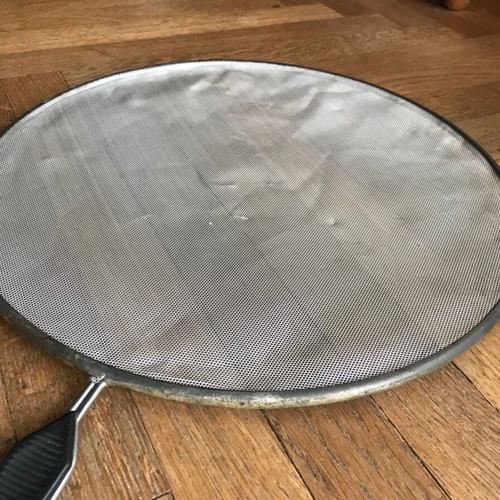 Handheld sieve strainer used, old, diameter 29 cm