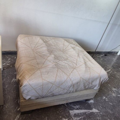 Cocomat stool used, large, metal legs, striped fabric