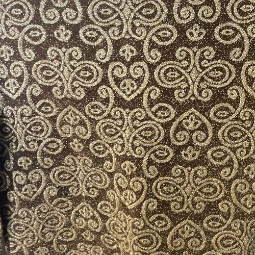 Long-sleeve brown shirt new with shiny gold patterns