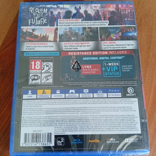 WatchDogs Legion PS4 game new sealed 2020 Ubisoft