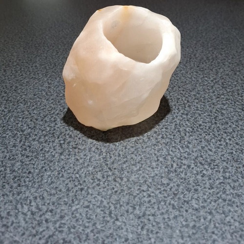 Handmade Himalayan Salt Candle Holder like new, natural pink-peach
