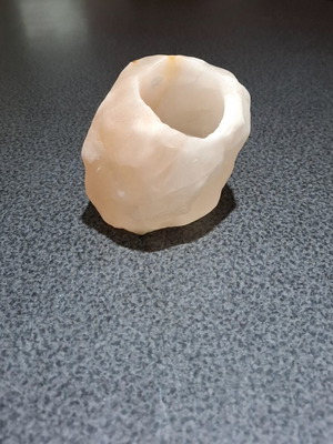 Handmade Himalayan Salt Candle Holder like new, natural pink-peach