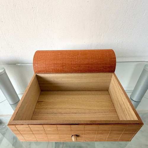 Handmade decorative jewelry box from bamboo and natural wood new