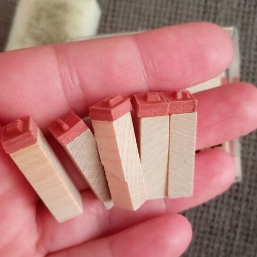 Flying Tiger wooden alphabet stamp set used with ink and sponge