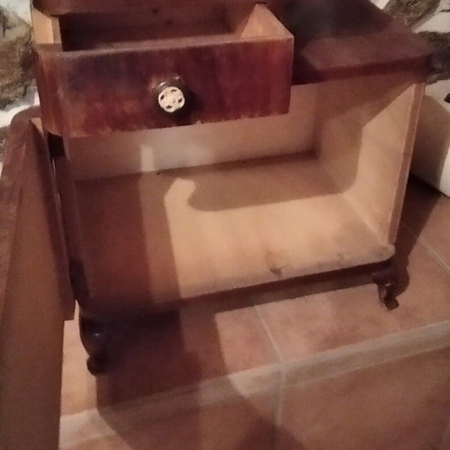 Vintage wooden nightstand with drawer and cabinet used